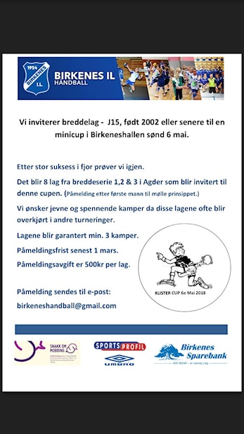 Invitasjon til Birkenes Klister cup 2018